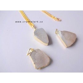 Crystal Druzy Golden Chain Pendants