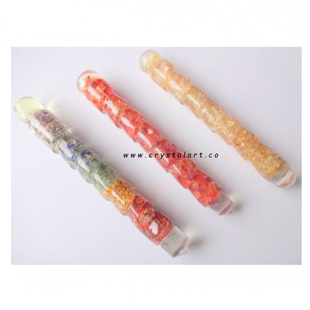 Mix Gemstone Twisted Orgone Massage Wands