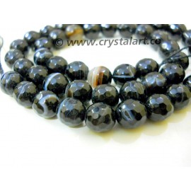 Black Banded Onyx Faceted 36 Beads of Strings