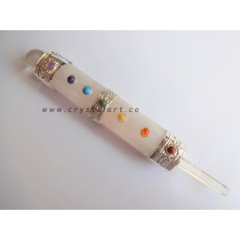 Rose Quartz Faceted Metal Chakra Healing Stick