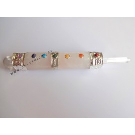 Rose Quartz Faceted Metal Chakra Healing Stick