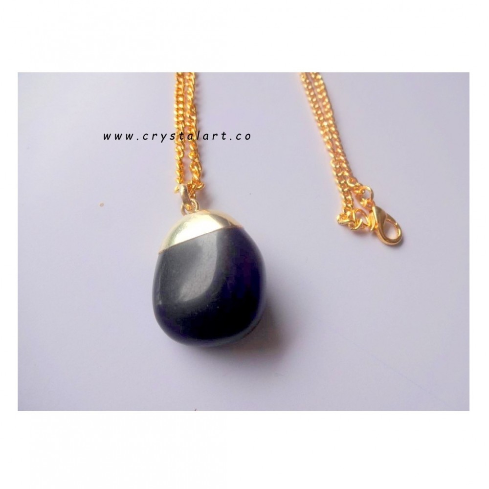 Jade Black Agate Golden Cap Chain Pendants