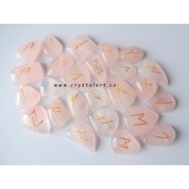 Rose Quartz Flate Stone Rune Set