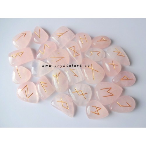 Rose Quartz Flate Stone Rune Set