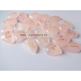 Rose Quartz Flate Stone Rune Set