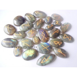 Labradorite Flate Stone Rune Set