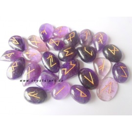 Amethyst Agate Flate Stone Rune Set