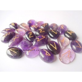 Amethyst Agate Flate Stone Rune Set