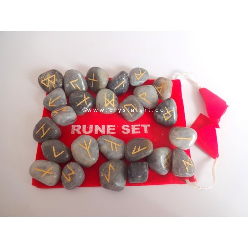 Blue Aventurine Rune Set With Pouch