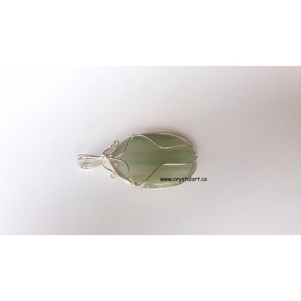 Green Aventurine Wire Wrapped Design Cabacone Pendants