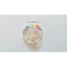 7 Chakra Tree of Life Pendant With Elephant Charm