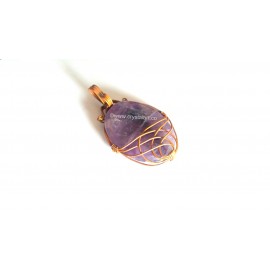 Amethyst Agate Copper Wire Wrapped Cabacone Pendants