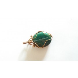 Green Aventurine Copper Wire Wrapped Cabacone Pendants