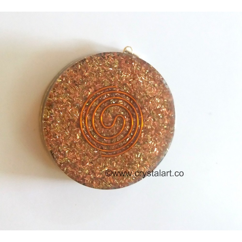 Black Tourmaline Flower of Life With Spiral Round Orgone Pendant