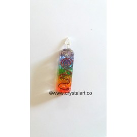 7 Chakra Chips Spiral Long Ractangle Orgone Pendant