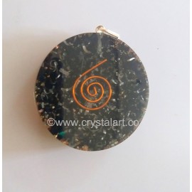 7 Chakra Stones Spiral Symbol With Black Touramline Round Orgone Pendant