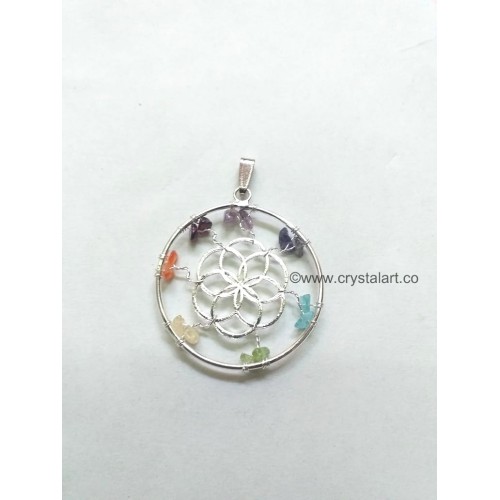 7 Chakra Chips Borromean Rings Charm Pendant