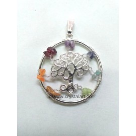 7 Chakra Chips Tree of Life Charm Pendant