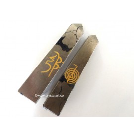 Pyrite Reiki Symbol Engraved Tower Points