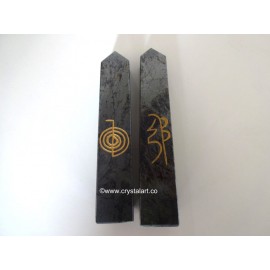 Hematite Reiki Symbol Engraved Tower Points