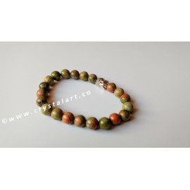 Unakite Plane Beads Buddha Bracelets