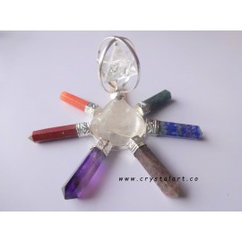 Crystal Quartz Spinning Merkaba With Chakra 7 Point Energy Generator Tools