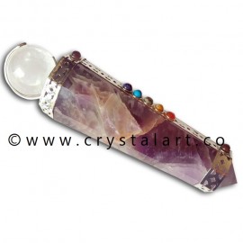 Amethyst Chakra Stone Crescent Moon Shape Crystal Globe Healing Stick