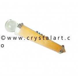 Citrine Chakra Stone Crescent Moon Shape Crystal Globe Healing Stick