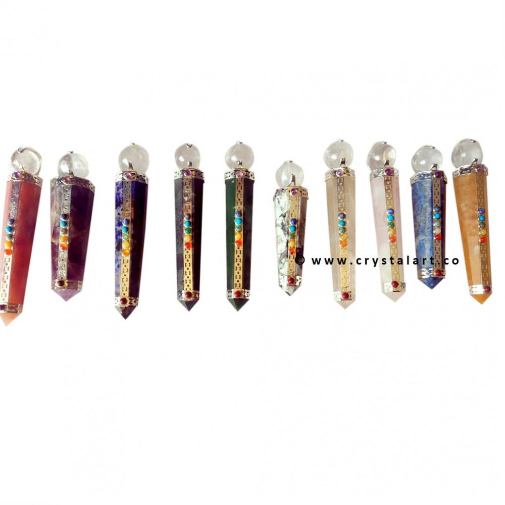 Mix Agate Chakra Stone Crescent Moon Shape Crystal Globe Healing Stick