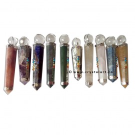 Mix Agate Chakra Stone Crescent Moon Shape Crystal Globe Healing Stick