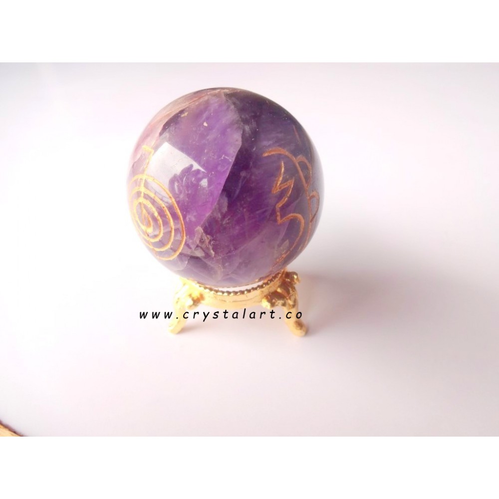 Amethyst Agate Reiki Engraved Spheres