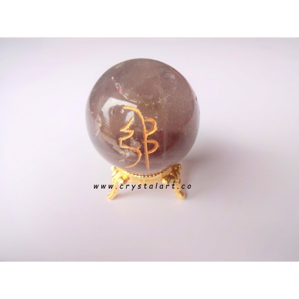 Smokey Quartz Reiki Engraved Spheres