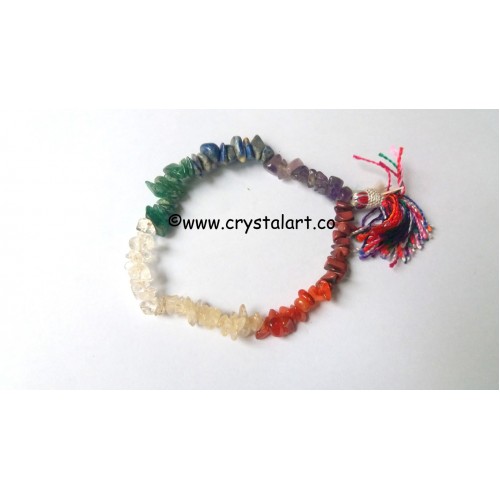 Chakra layer with tassel chips bracelets