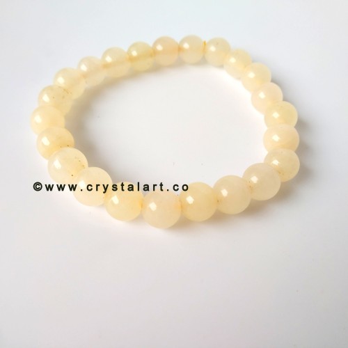 yellow Calcite 8 MM Natural Stones Plane Beads Bracelets Unisex