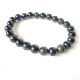 Black Obsidian 8 MM Natural Stones Plane Beads Bracelets Unisex