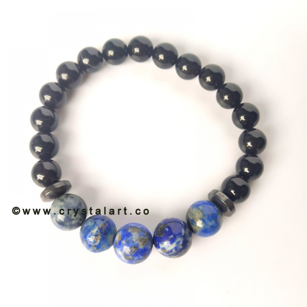 Blood Circulation Magnets 10 × 8 Lapis Lazule, Black Obsidian Plane Beads Bracelets Unisex