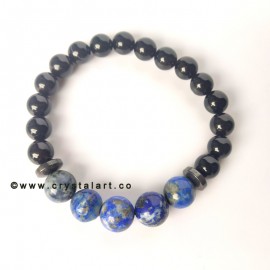 Blood Circulation Magnets 10 × 8 Lapis Lazule, Black Obsidian Plane Beads Bracelets Unisex