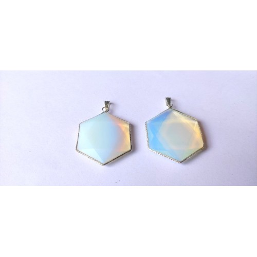 Opalite Flat Star of David Pendants