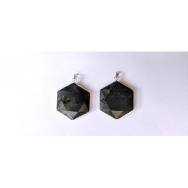 Black Tourmaline Flat Star of David Pendants