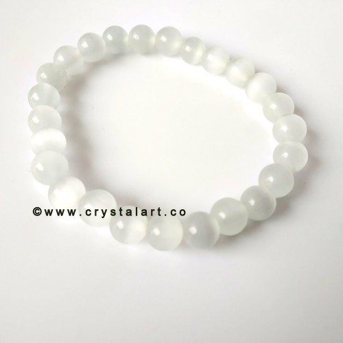 Selenite 8 MM Natural Stones Plane Beads Bracelets Unisex