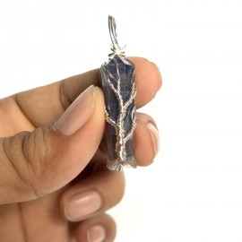 Iolite Double Terminated Points Fully Wrapped Pendants