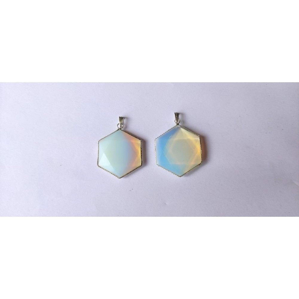 Opalite Flat Star of David Pendants