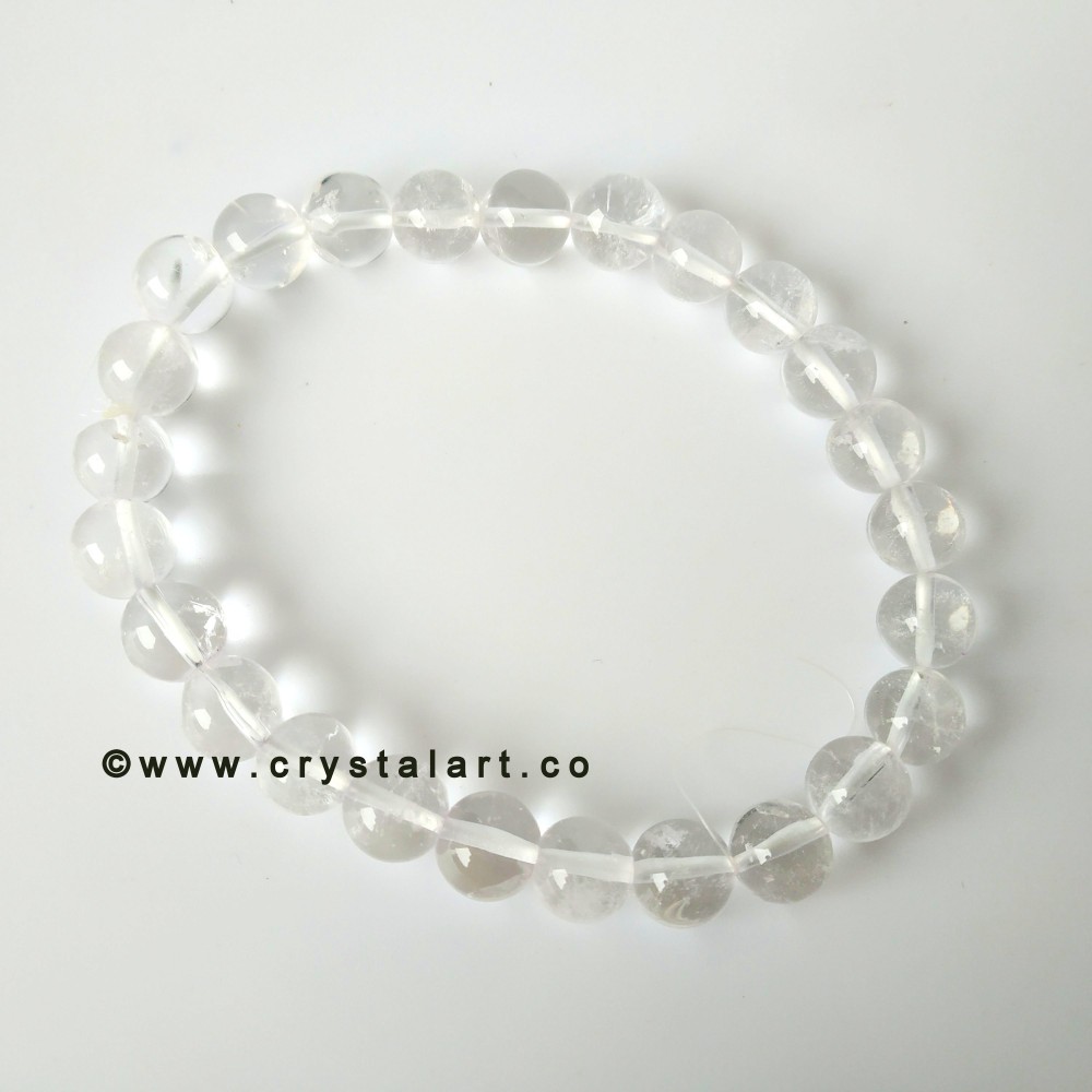 Clear Quartz 8 MM Natural Stones Plane Beads Bracelets Unisex