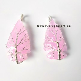 Rose Quartz Silver Wire Wrapped Arrowhead Stone Pendants