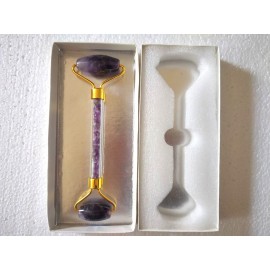 Amethyst Golden Massage Roller with Case and Chips Stone Inside Handle