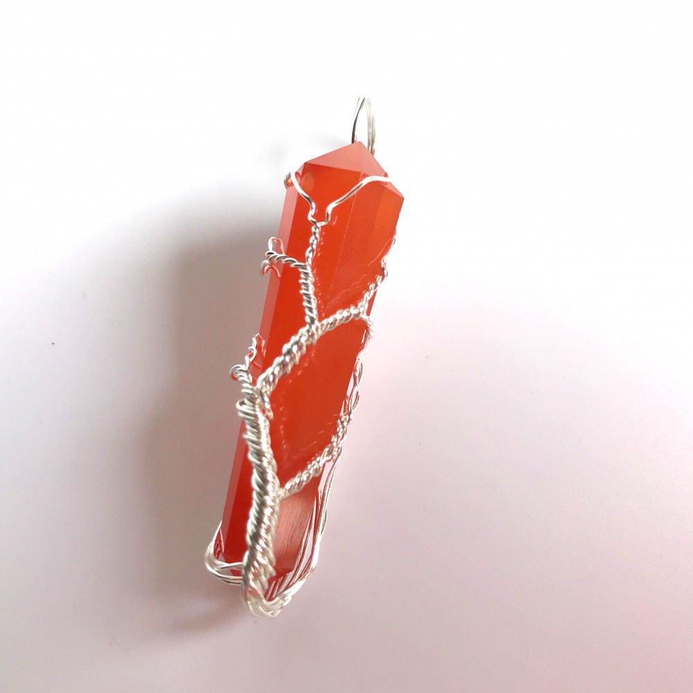 Red Carnelian Double Terminated Points Fully Wrapped Pendants