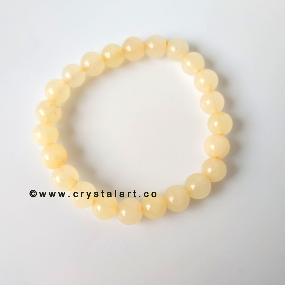 yellow Calcite 8 MM Natural Stones Plane Beads Bracelets Unisex