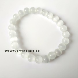 Selenite 8 MM Natural Stones Plane Beads Bracelets Unisex