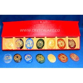 Chakra Engraved Cabochon Set with Velvet Case