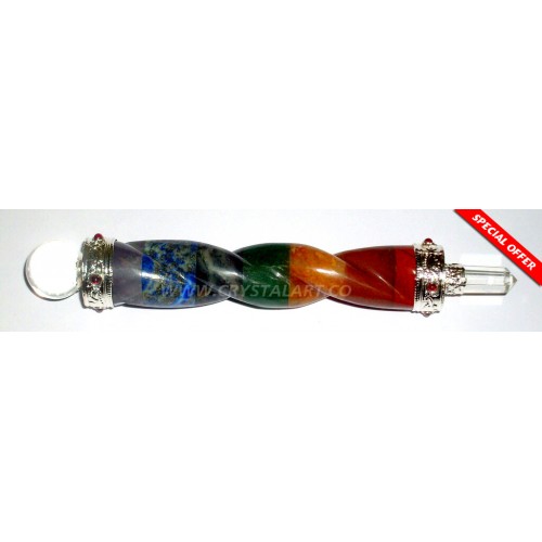 Gemstone Chakra Bonded Twisted Healing Stick